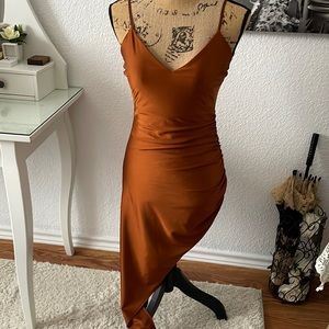Copper slip in dress with adjustable straps